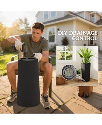 29 Inch Tall Planters, Set of 2 Plastic Flower Pots,