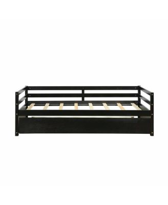 Wooden Slat Trundle Platform Bed