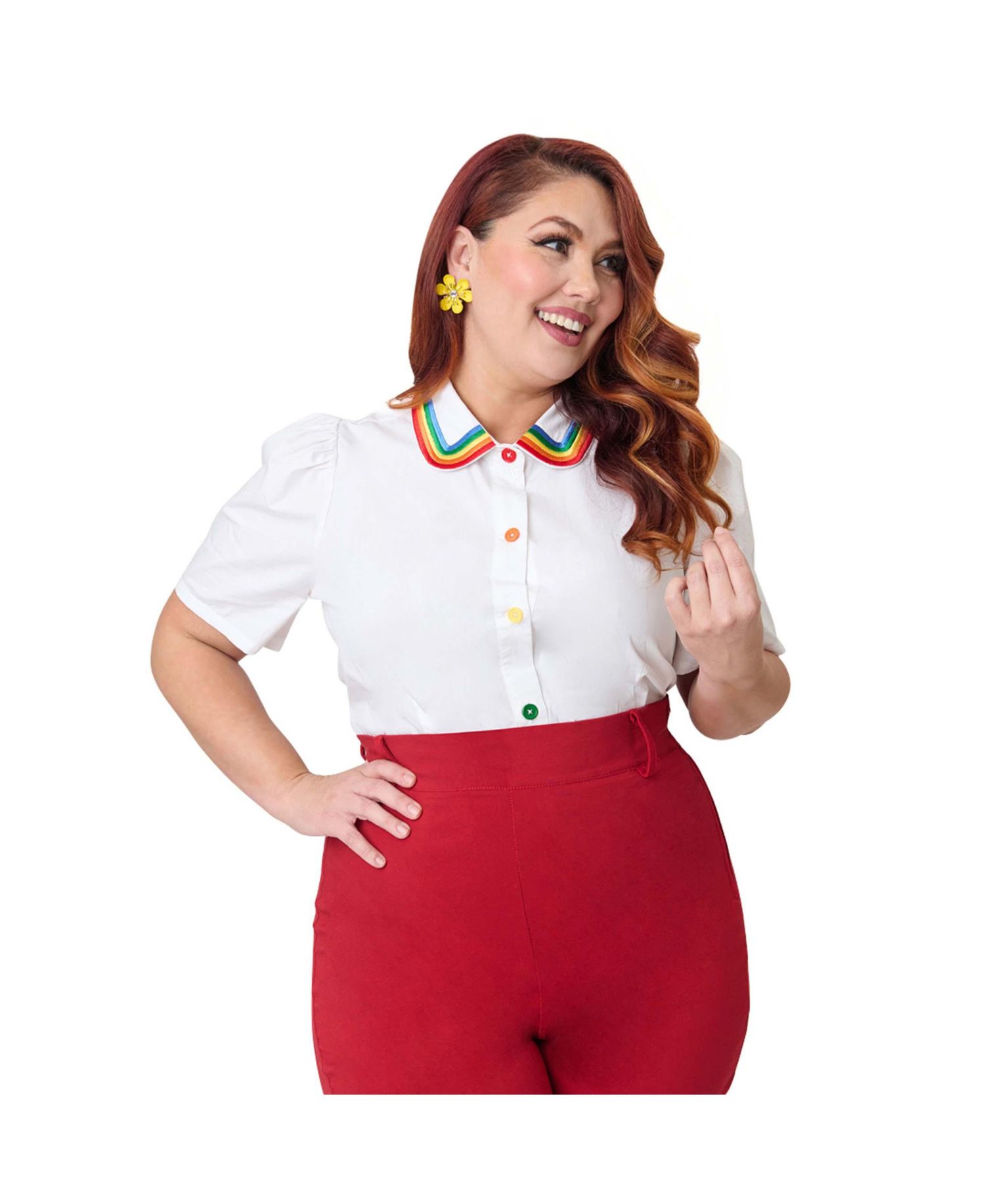 Plus Size 1940s Collared Blouse