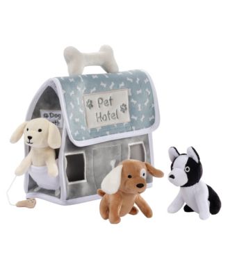 Lambs and Ivy Pet Hotel Interactive Plush Playset Toy w/ 3 Stuffed Animal Dogs
