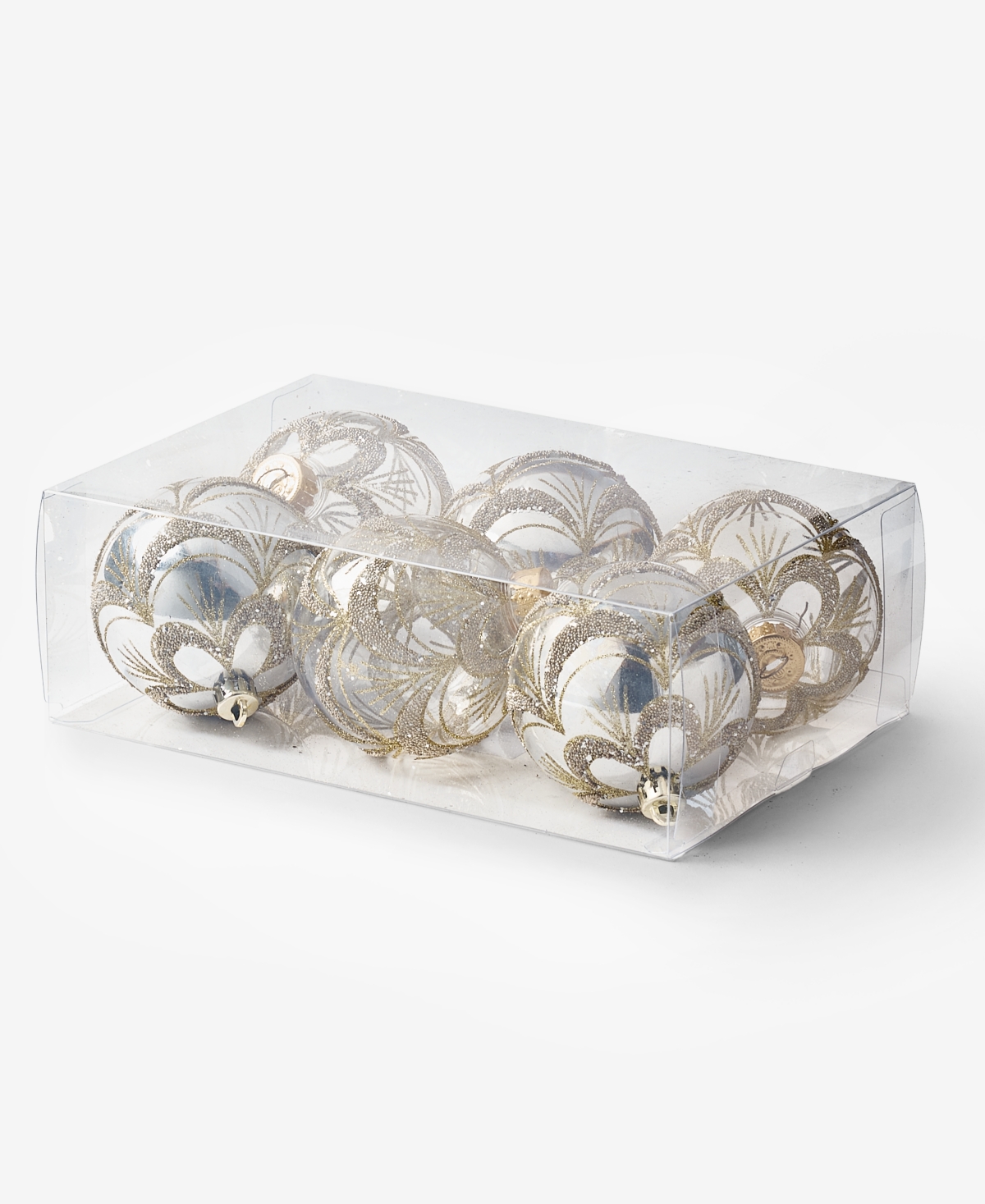 Holiday Lane Opulence Set of 6 Shatterproof Silver and Gold Decorated Ball Ornaments, Macy's Exclusive
