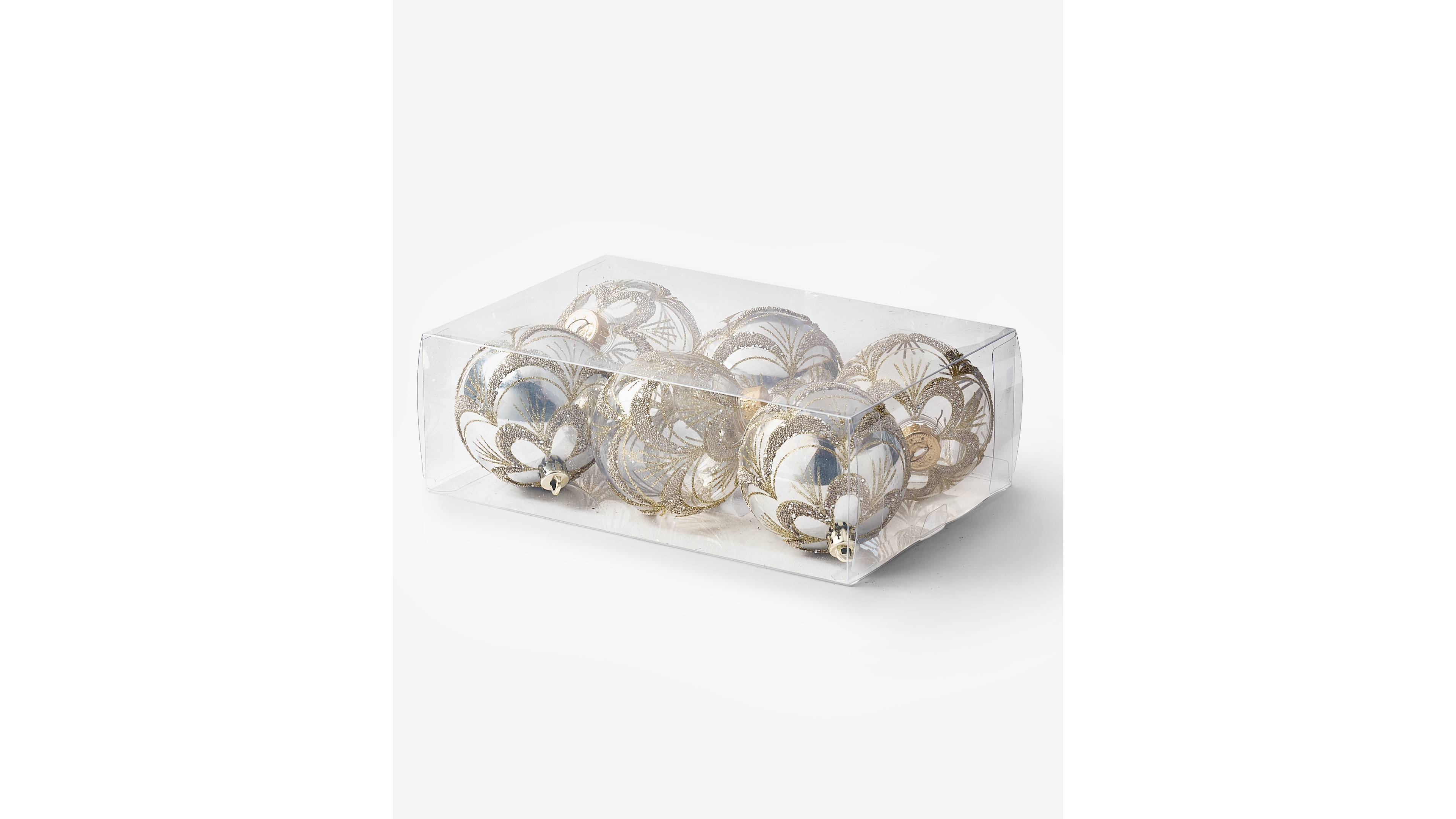 Holiday Lane Opulence Set of 6 Shatterproof Silver and Gold Decorated Ball Ornaments, Macy's Exclusive