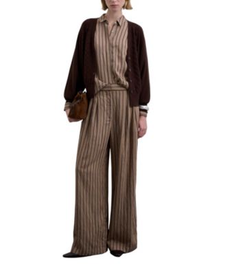 Women's Striped Pleated Trousers