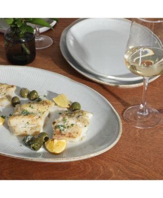 Sandy Pines  3 Piece Oval Platter Set, 15.7”, 13.75” & 12” Stoneware Serving Platters, Reactive Glaze, Microwave & Dishwasher Safe