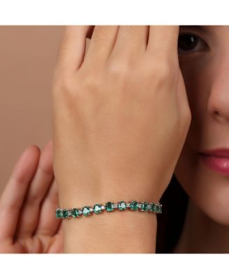 Alternating Oval Amethyst Round Zircon Tennis Bracelet Sterling