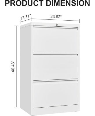 3 Drawer Lateral File Cabinet, Heavy Duty Metal Filing Cabinet with Locks for Home Office, Black File Cabinets with Business Card Holder