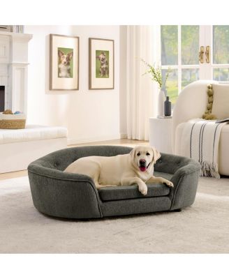 Oversized Oval Dog Sofa Bed with Tufted Backrest
