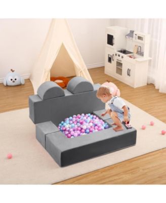 Kids Play Couch, 6Pcs Modular Kids Play Sofa for Playroom, Kids Modular Couch Toddler Foam Sofa, Kids Convertible Sofa with Removable Cover