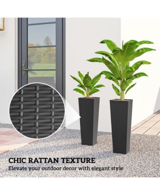 Set of 2 Tall Planters for Outdoor Plants