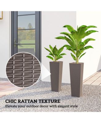 Set of 2 Tall Planters for Outdoor Plants