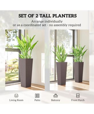 32 Inch Set of 2 Tall Planters for Outdoor Plants,