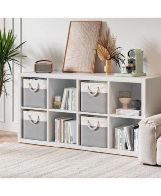 6-Pack Collapsible Fabric Storage Bins, 13" Cube Baskets with Rope Handles and Reinforced Base