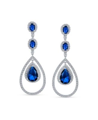 Cocktail Cubic Zirconia Double Halo Large Teardrop CZ Statement Chandelier Earrings