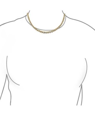 Cocktail Cubic Zirconia Bezel Set CZ Graduated Tennis Necklace Collar Silver Gold Plated