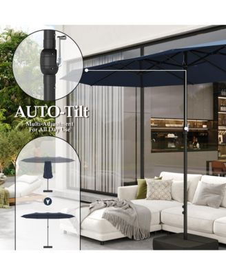 Large Double Sided Umbrella Outdoor Patio Umbrella with Base and Sand Bag