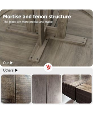 47" Round Dining Table for 4, Farmhouse Kitchen Table for Home Dining Room