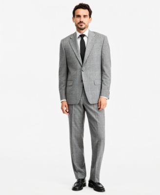 Men's Classic-Fit Wool-Blend Stretch Plaid Suit Separates