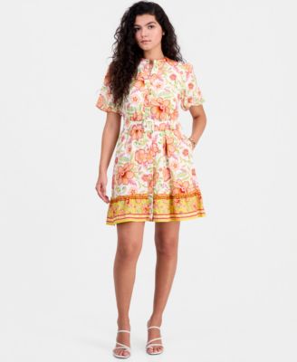 Sam Edelman Women's Sun-Kissed Puff-Sleeve Shirt Dress - Macy's