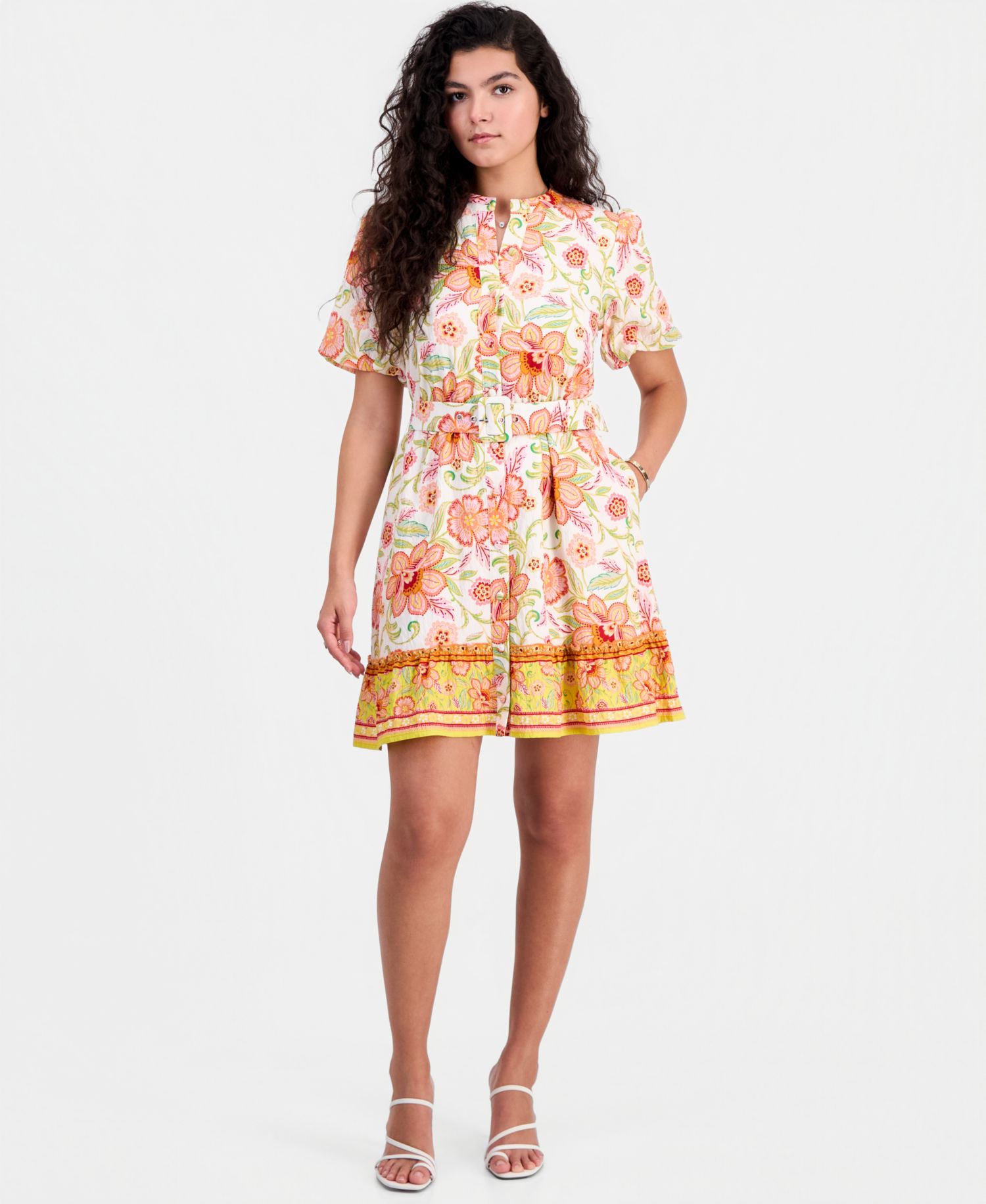 Women's Sun-Kissed Puff-Sleeve Shirt-Dress