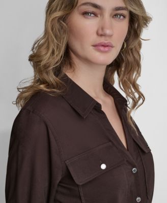 brown corduroy dress Talissa | Camel Pinwale Corduroy Cotton Shirt Dress