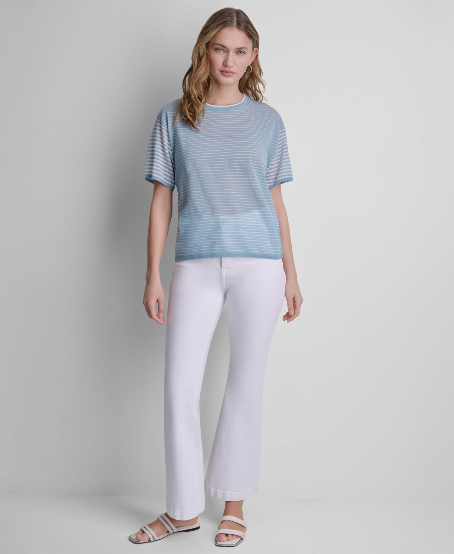 Women's Short-Sleeve Striped Sweater