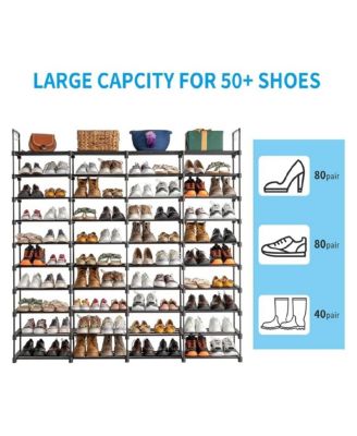 10-Tier Stackable Shoe Rack Organizer, Holds 72 Pairs