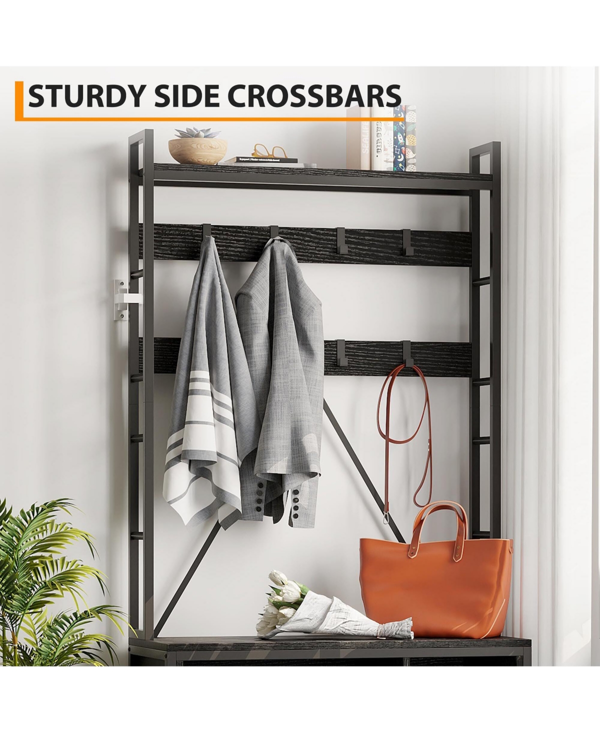 gaomon Freestanding Hall Tree with Coat Rack, Bench and Shoe Storage