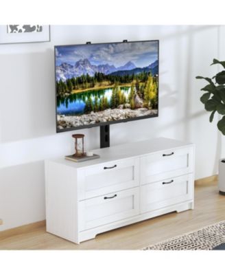 TV Stand, Mount for 32/45/55/65/75/80 inch TVs, Entertainment Center w/ 4 Drawers Storage, Wood Media Console Tables for Bed,Living Room