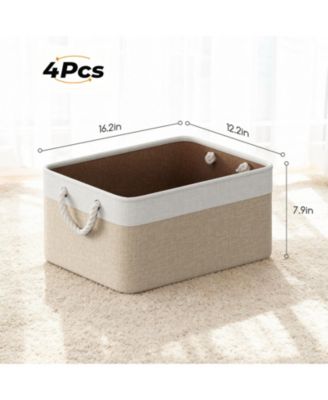 Fabric Storage Bins with Rope Handles Set of 4