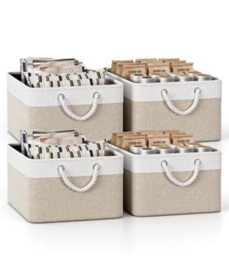 Fabric Storage Bins with Rope Handles Set of 4