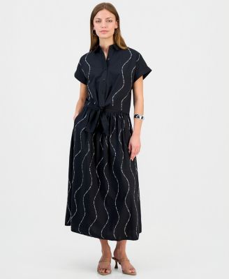 I.n.c. International Concepts Petite Relaxed Fit Pull-On Midi Skirt, Macy's Exclusive - Deep Black