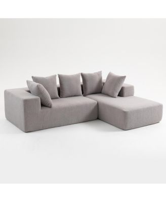 Modern Gray Fabric Sofa with Plush Cushions and Pet-Friendly Design