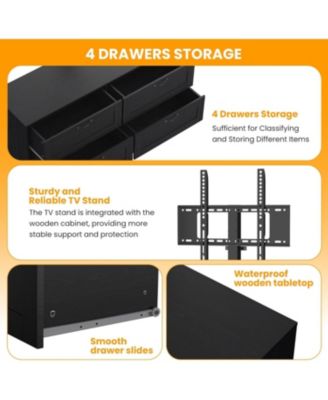 TV Stand, Mount for 32/45/55/65/75/80 inch TVs, Entertainment Center w/ 4 Drawers Storage, Wood Media Console Tables for Bed,Living Room