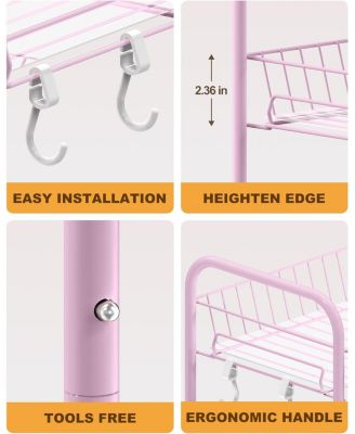 4 Tier Rolling Cart with 360degree(s)Wheels, Snack Cart, Removable Wire Baskets
