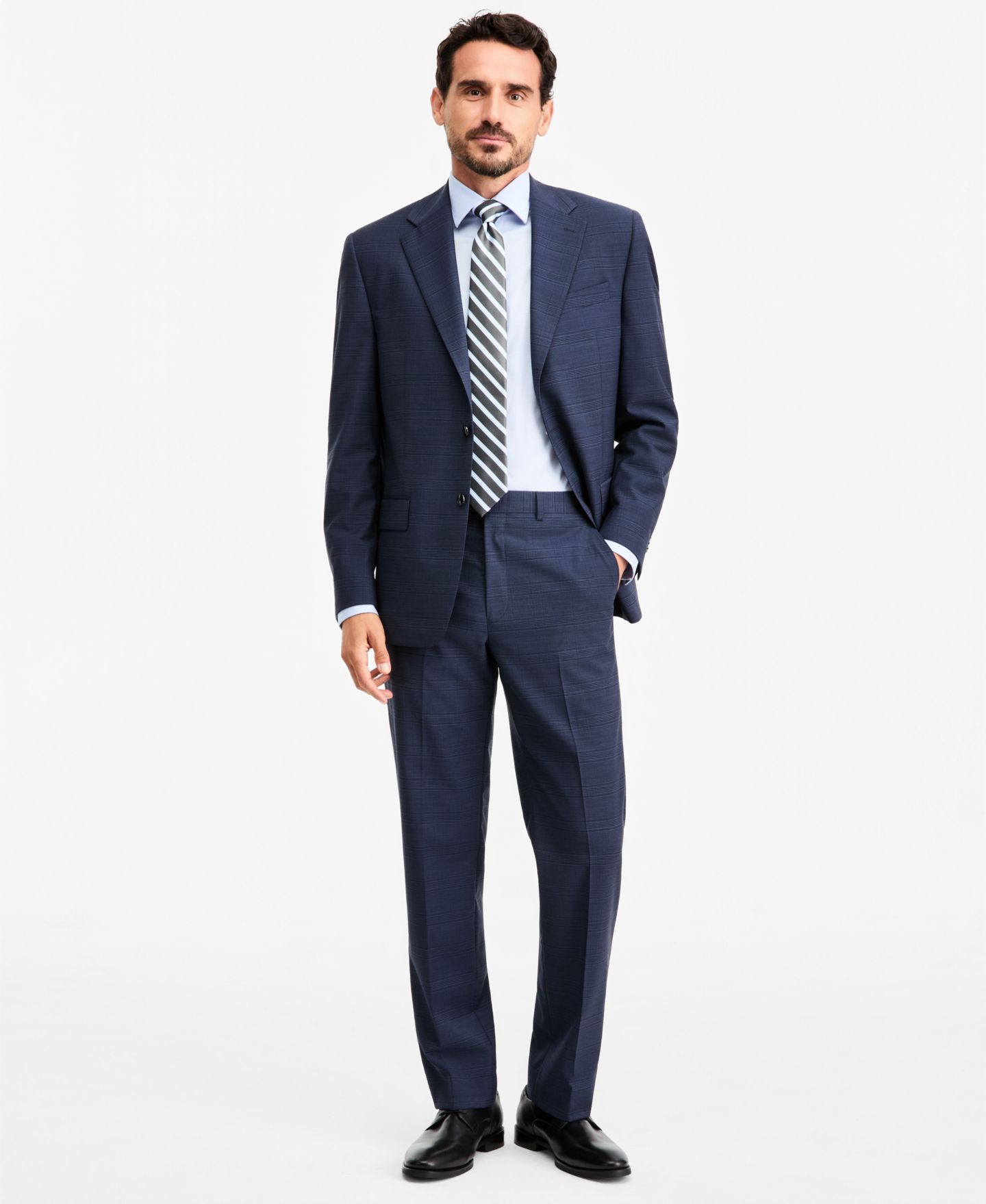 Мужская куртка Michael Kors Classic-Fit Wool-Blend Stretch Plaid Suit Separate, цвет: Синий клетчатый — фото 4