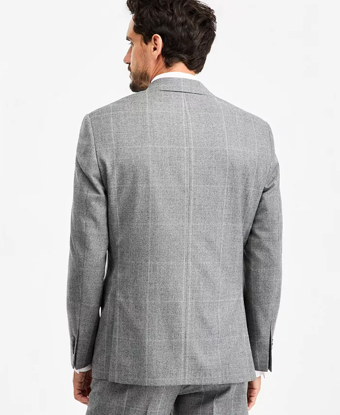 Men's Classic-Fit Wool-Blend Stretch Plaid Suit Separate Jacket - thumbnail 7