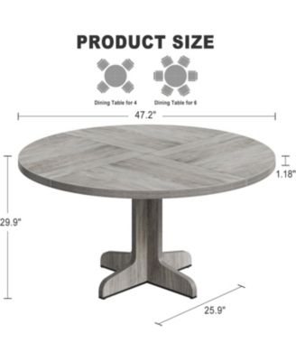 Round Dining Table for 4-6, Farmhouse Wood Table, Sturdy Base, Spacious Top, Home, Kitchen