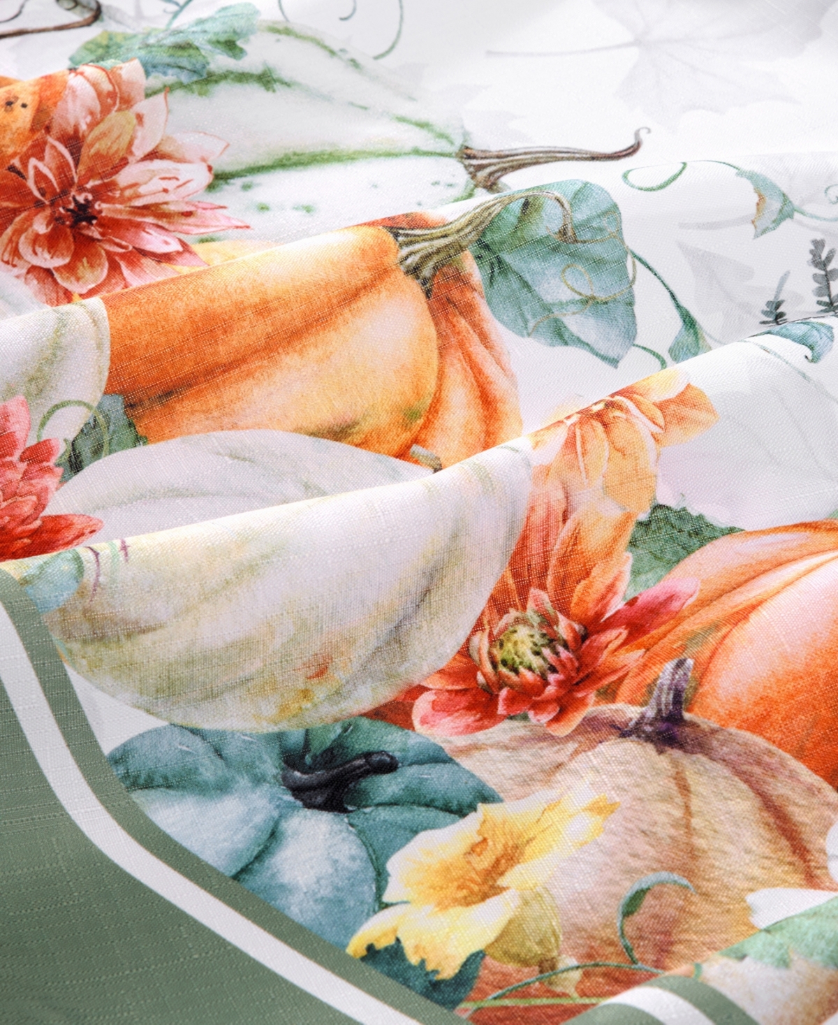 Elrene Pumpkin Harvest Vine Double Border Tablecloth