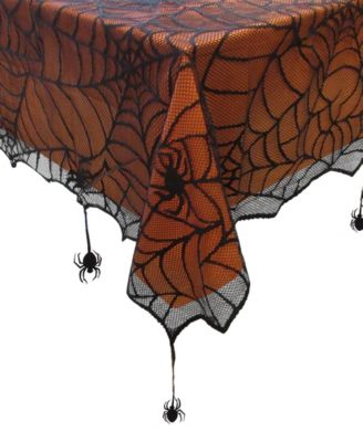Crawling Web Lace Halloween Tablecloth, 52" x 52"