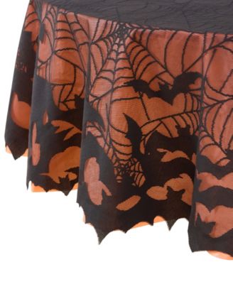 Bats Web Lace Halloween Tablecloth, 70" Round