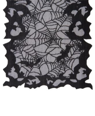 Bats Web Lace Halloween Table Console Runner, 13" x 90"