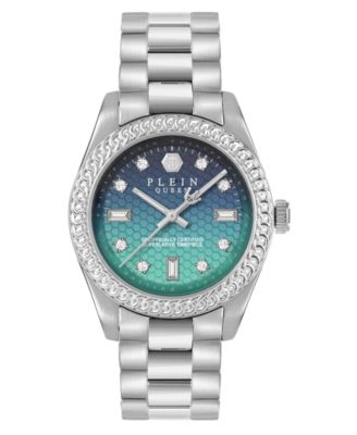 Women's Queen Silver Stainless Steel Bracelet Watch, 36mm