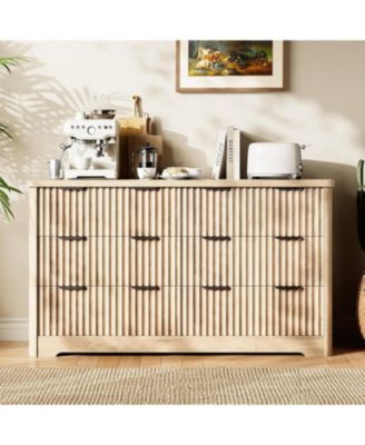 Fluted Dresser with Drawer, Modern Dressers for Bedroom with Wood Top, Sturdy Wooden Dresser & TV Stand.