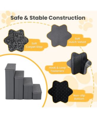 4-Step Dog Stairs w/Adjustable Steps for High Beds Sofas for Small and Medium Dogs