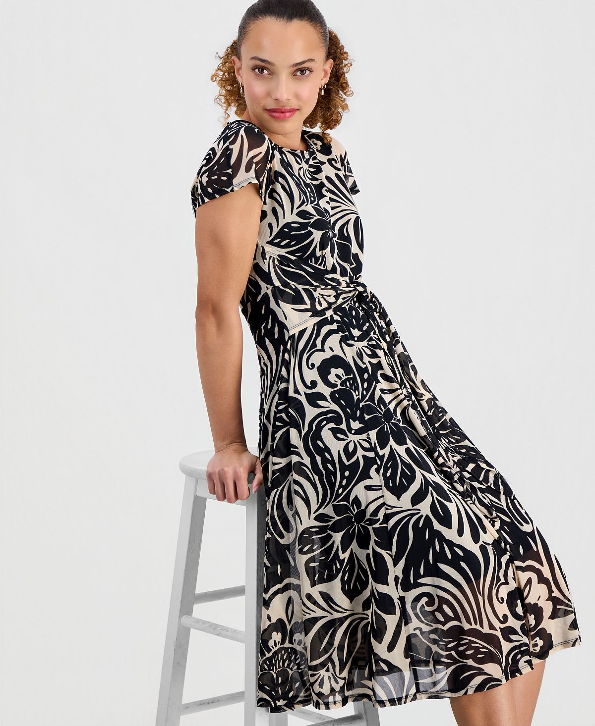 Robbie Bee Petite Tie-Front Midi Dress view 3 — MAYCSS fashion products