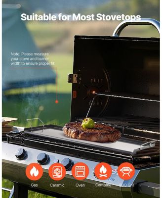 32 x 14 Inch Carbon Steel Griddle Plate for Gas Grill with Handles