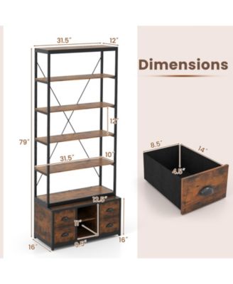 8 Tier Storage Bookshelf with Fabric Drawers and Metal Frame