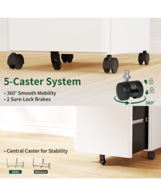 3-Drawer Metal File Cabinet with Lock on Wheels, Rolling Filing Cabinets for Home Office Organizer, Fit Legal/Letter/A4 Size