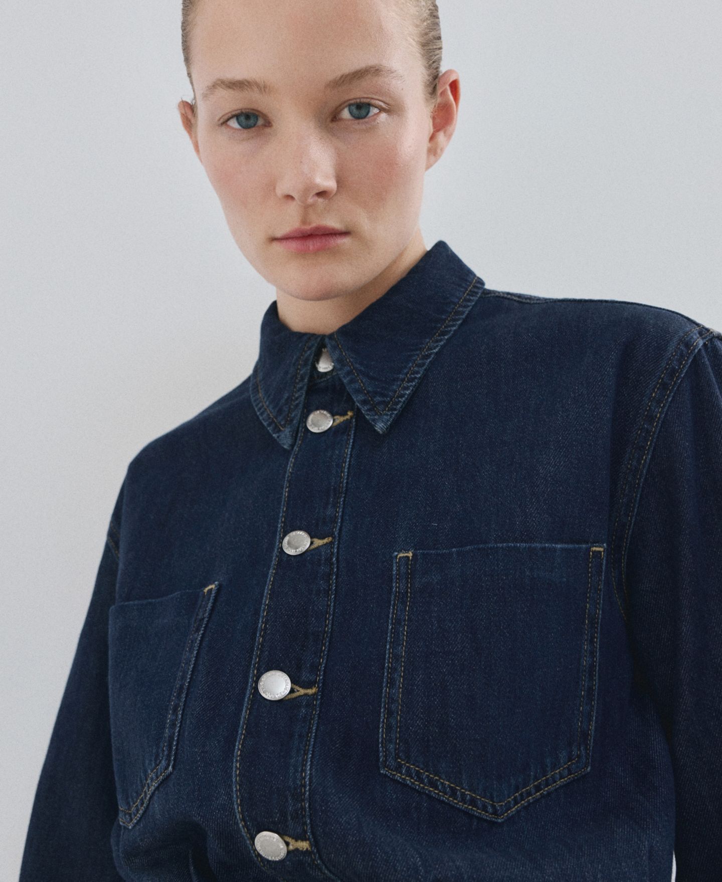 Женский комбинезон MANGO Buttons Denim Jumpsuit, цвет: Тёмный синий — фото 4