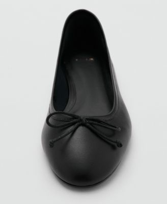 Women's Bow Leather Ballet Flats